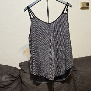 NWT Black Metallic Striped Double-Strap Camisole